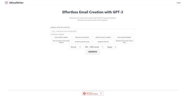 AI Email Writer - Email generation assistance software.
