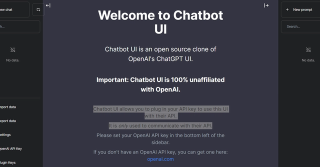 Chatbot UI - Chatbot UI is an advanced chatbot kit for OpenAI chat models that seeks to mimic the interface and functionality of ChatGPT.