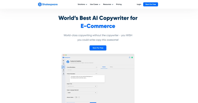 Shakespeare - AI copywriting software to create any type of copy needed.