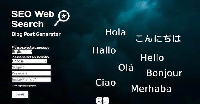 SEO Web Search - AI-powered blog post creation in multiple languages.