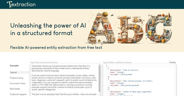 Textraction - Flexible AI-powered entity extraction from free text