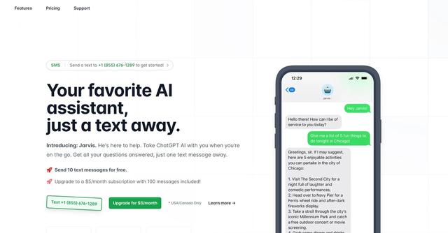 Jarvis AI - FAQ chatbot for text messaging support.