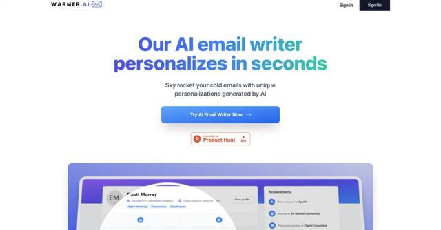 Warmer.ai - Automate cold emails with AI-generated personalizations for better results.