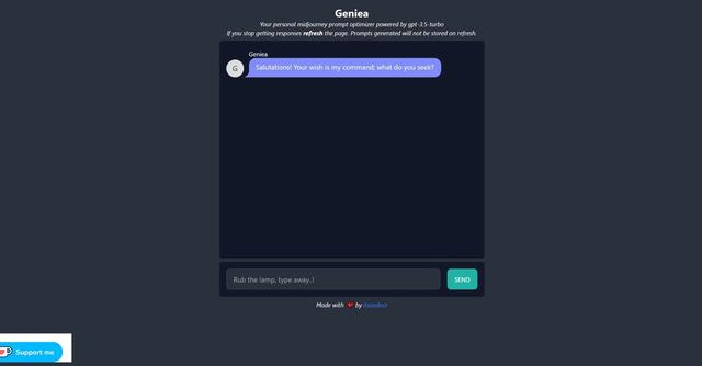 Geniea - Generated prompts for personal journeys.
