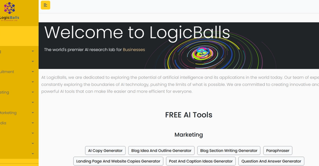 Logicballs - AI content generation tool, designed to simplify content creation with an intuitive interface, effortlessly producing high-quality, engaging material.