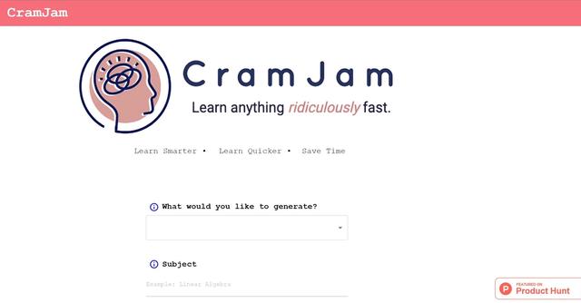 CramJam - Create personalized quizzes efficiently.
