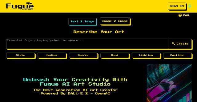 Fugueai - AI-powered art creation tool transforming text descriptions into realistic, original images.