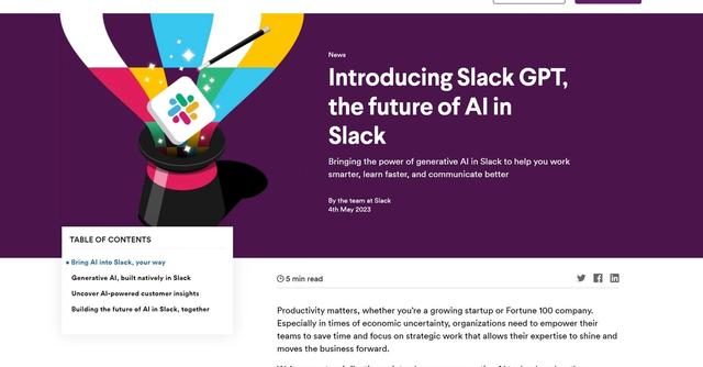 Slack GPT - Bringing the power of generative AI in Slack to help you work smarter, learn faster, and communicate better.