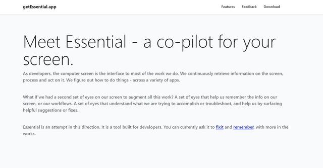 getEssential.app - AI tool designed for developers who want to improve their productivity.