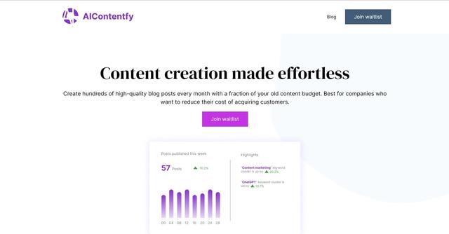 Aicontentfy - AIContentfy is an advanced AI tool that revolutionizes content creation by generating high-quality, tailored content at a fraction of the time and cost of manual production.