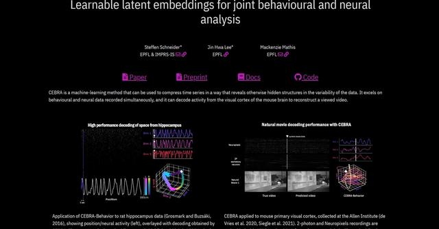 Cebra - Learnable latent embeddings for joint behavioral and neural analysis