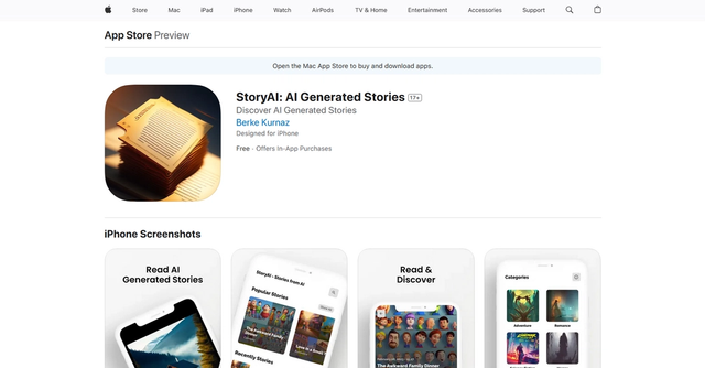 StoryAI - AI Generated Stories in 8 different categories.