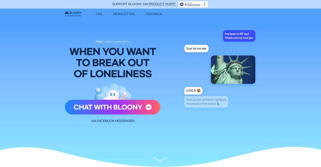 Bloony - BLOONY is a chatbot that engages in conversations with users through Facebook Messenger.