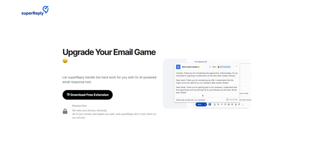 SuperReply - AI-powered email response tool to match tone & choose best emails.
