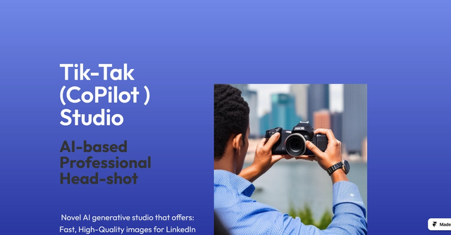 Tiktak (co-pilot) studio - AI-based Professional Head-shots