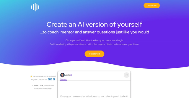 Coachvox AI - Coachvox AI enables influential entrepreneurs and coaches to clone themselves using artificial intelligence.
