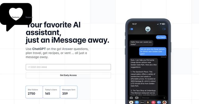 iChatWithGPT - Your favorite AI assistant, just an iMessage away.