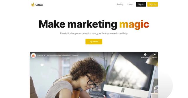 Flamel AI - Flamel.ai is an AI-driven design studio that transforms content strategies with AI-powered creativity
