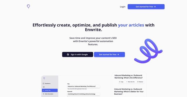 Enwrite - Enwrite is an AI-powered content creation tool that helps users save time and effort in creating high-quality, SEO-optimized content.