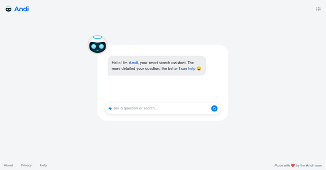 Andi - Andi is a generative AI-powered search engine that provides direct answers instead of just links.