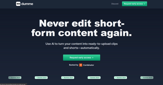 Dumme - Never edit short-form content again.  Use AI to turn your content into ready-to-upload clips and shorts—automatically.