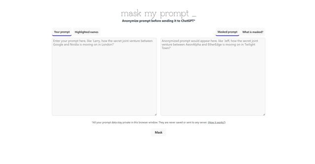 MaskmyPrompt - Anonymize prompt before sending it to ChatGPT
