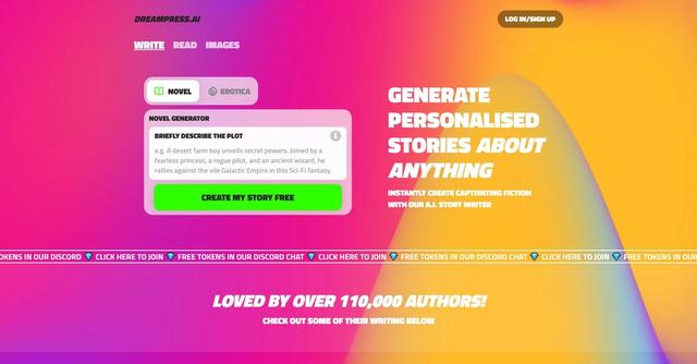 DreamPress - DreamPress is a story generator that allows users to create personalized fiction stories in various genres, where they can be the main character.