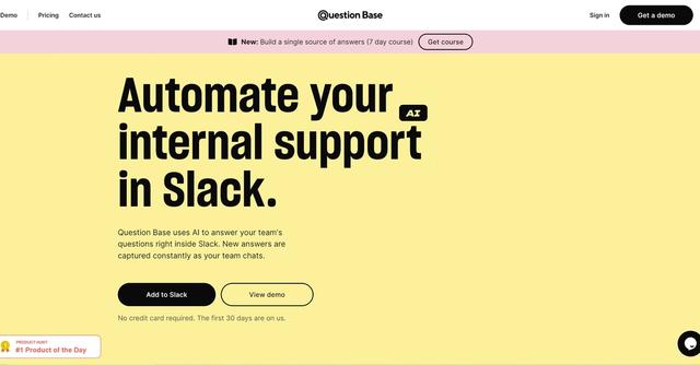 Questionbase - Question Base is an AI-powered tool that turns Slack channels into a knowledge base by detecting questions and generating answers using generative AI.