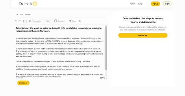 Factiverse - Find factual mistakes in chatGPT generated content