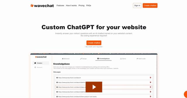 Wavechat - Enhance visitor interactions with Wavechat, your AI-powered website chatbot.