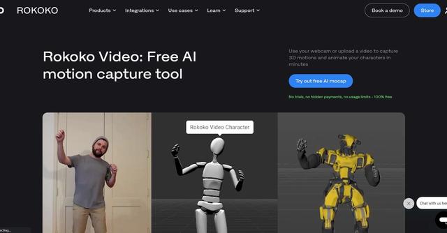 Rokoko Video - Rokoko Video is a free AI motion capture tool designed for animators and creators of all levels.
