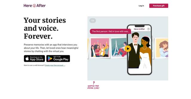 HereAfter AI - HereAfter AI is an interactive memory-sharing app that allows users to preserve and share their precious memories with loved ones through audio recordings and favorite photos.