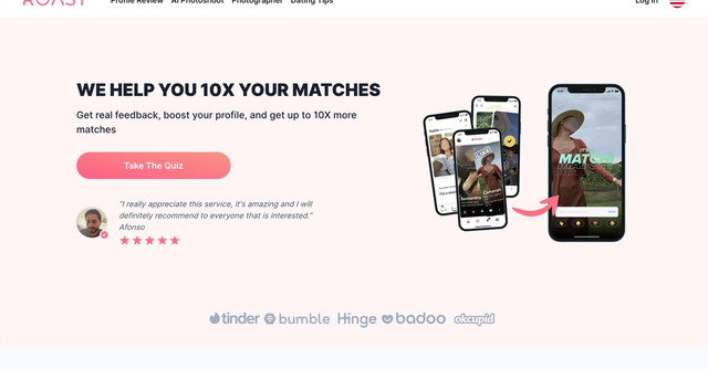 Roast Dating - Use AI to optimize your dating profile, and get up to 10X more matches