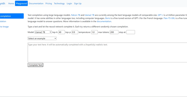 Playground TextSynth - Playground TextSynth is a tool that offers multiple language models for text completion.