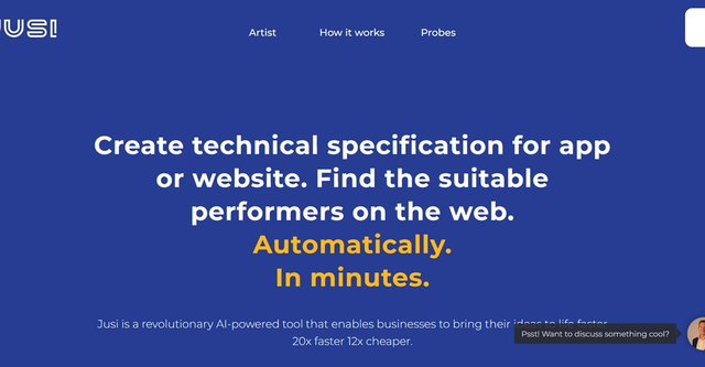 Jusi - AI-powered tool that enables businesses to bring their ideas to life faster