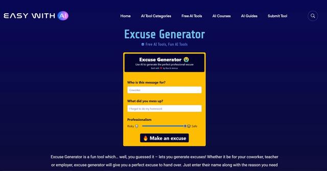 Excuse Generator - lets you generate excuses!