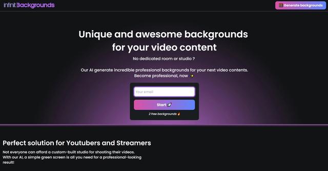 Infinit Backgrounds - Infinit Backgrounds is an AI-powered tool that generates unique and professional backgrounds for video creators.