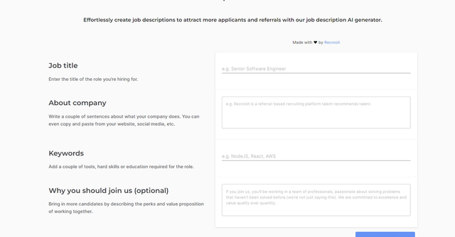 Job Description Generator - Effortlessly create job descriptions