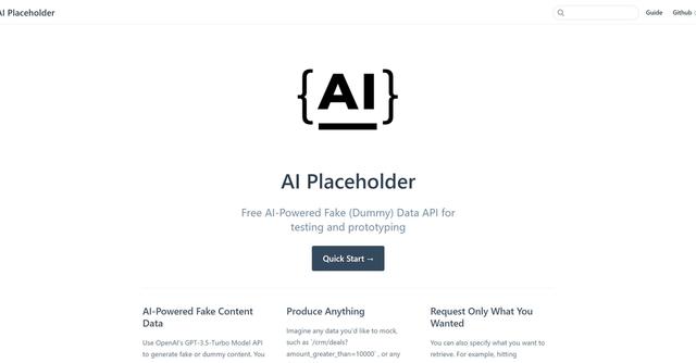 AI Placeholder - Leveraging the capabilities of OpenAI's GPT-3.5-Turbo Model API, AI Placeholder allows users to effortlessly generate dummy content.