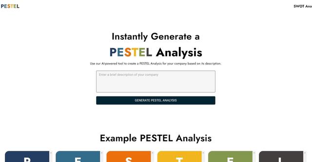 Pestel Analysis - Generate AI-powered PESTEL Analysis for your company based on its description.