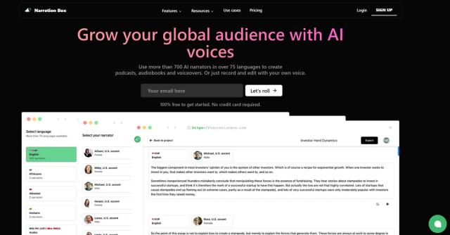 NarrationBox - Narration Box creates voiceovers, audiobooks, and podcasts with AI voices.