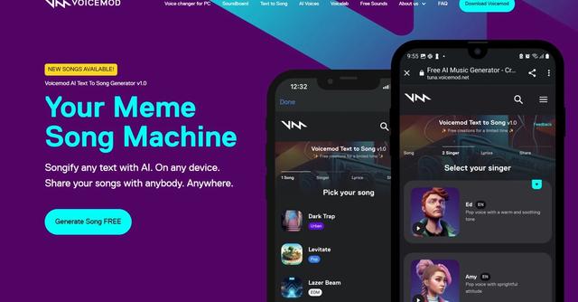 Voicemod Text to Song - Select styles and instruments, set tempo, key, and dynamics using AI