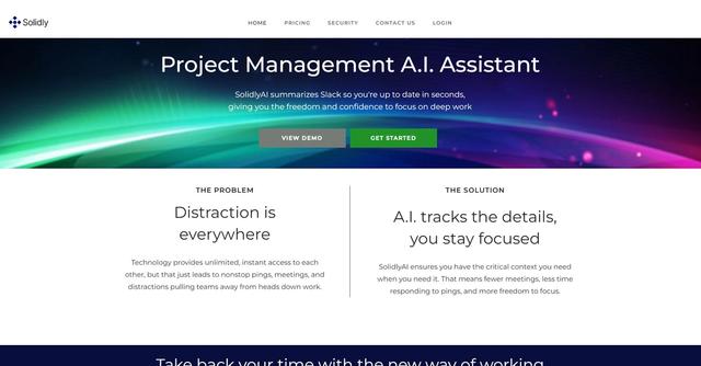 Solidly - SolidlyAI is an AI-powered assistant that optimizes project management on Slack.