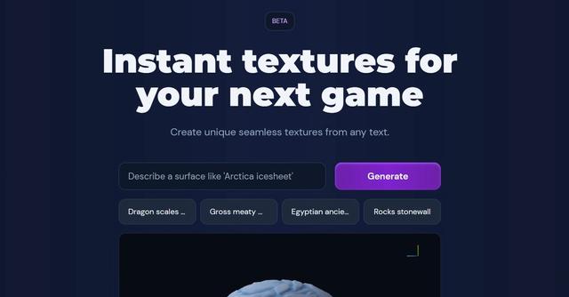 Texture Lab - Generate 3D textures w/ AI in seconds; free database of ready-to-use textures.