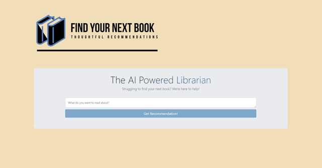 Find Your Next Book - Get personalized book recommendations from thousands of titles.
