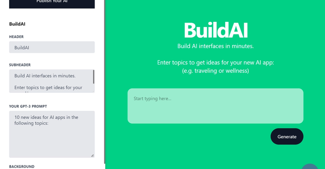 Build AI - Build AI helps you quickly create and publish AI apps, with the ability to update and refine.