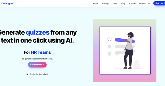 Questgen - Questgen is a quiz generator that provides an authoring tool to create assessments like multiple choice questions (MCQs), true/false questions, and higher-order questions with just one click.