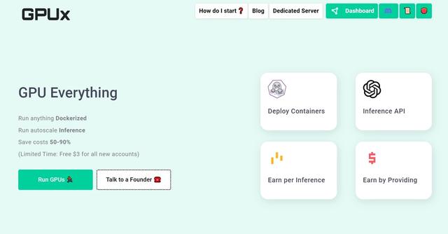 GPUX.AI - Run anything dockerized with GPU, autoscale Inference for cost savings.
