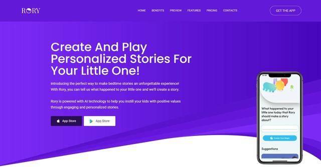 Rory - Creation of customized bedtime stories for children.