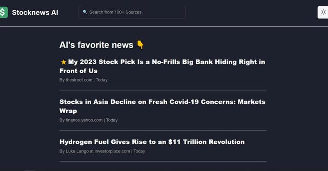 Stocknews AI - Stock News curated by AI. Can search from 100+ sources.